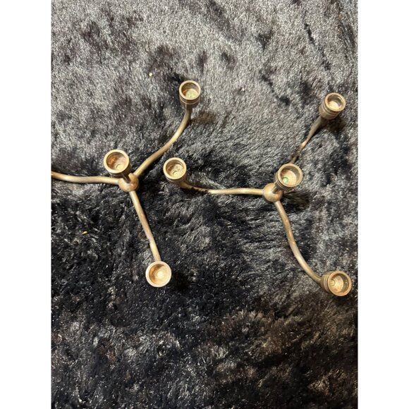 Vintage Brass Atomic Mid-Century Candelabra Denmark  Set Of 2 - Picture 6 of 7